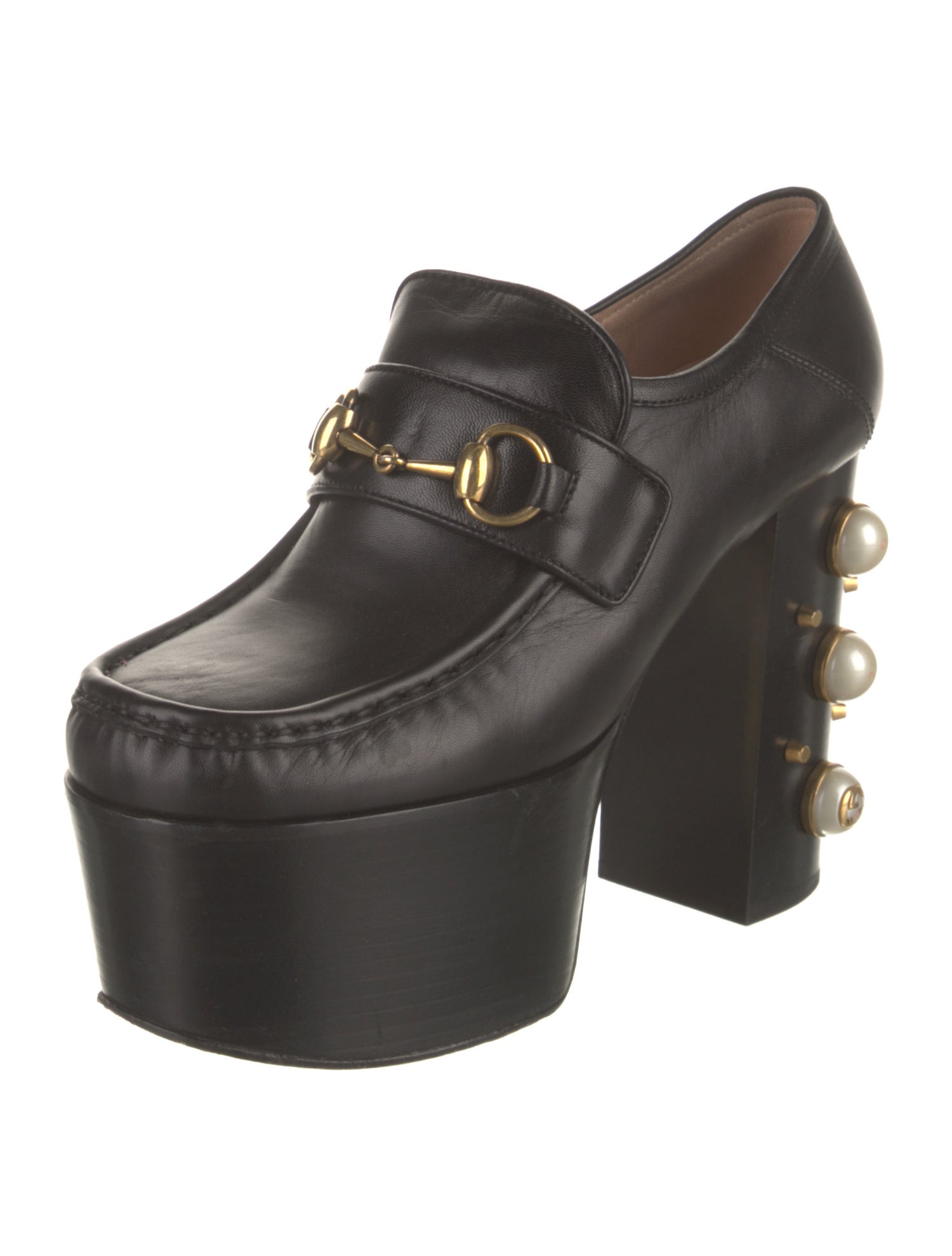 Gucci Horsebit Accent Leather Pumps