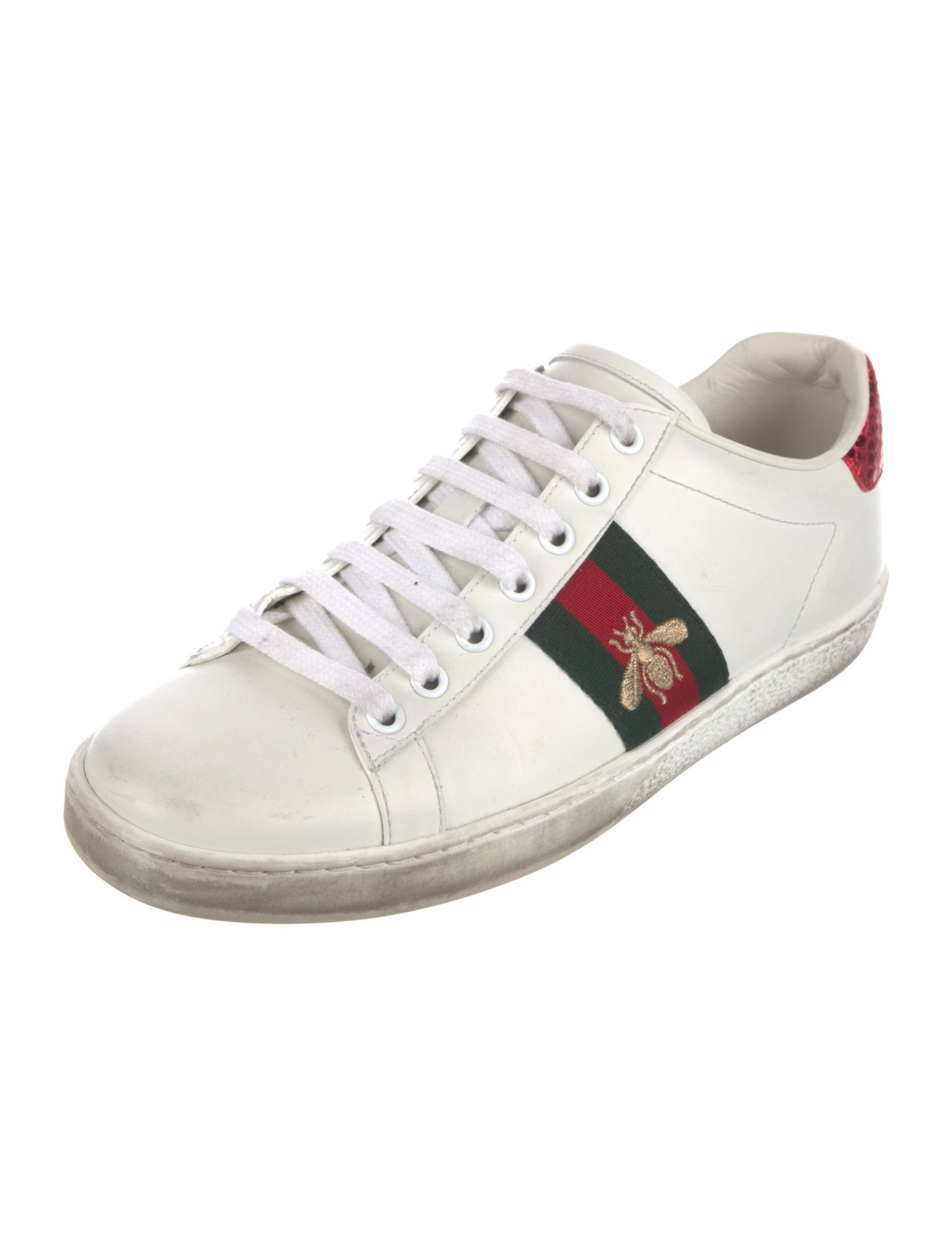 Gucci Web Accent Leather Sneakers