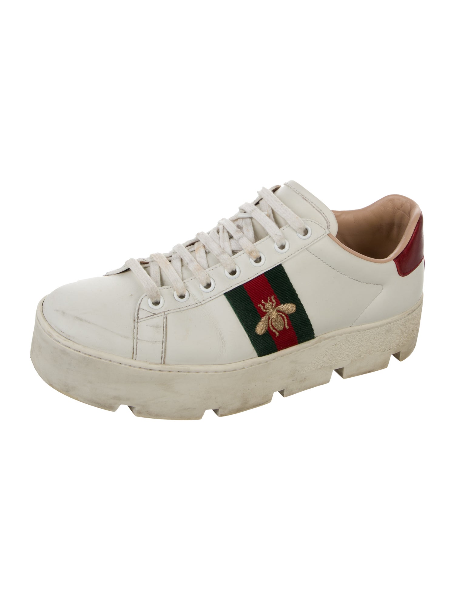 Gucci Web Accent Leather Sneakers
