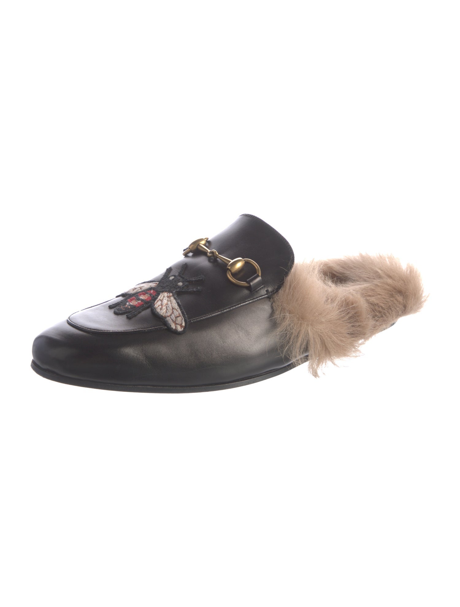 Gucci Horsebit Accent Leather Slippers