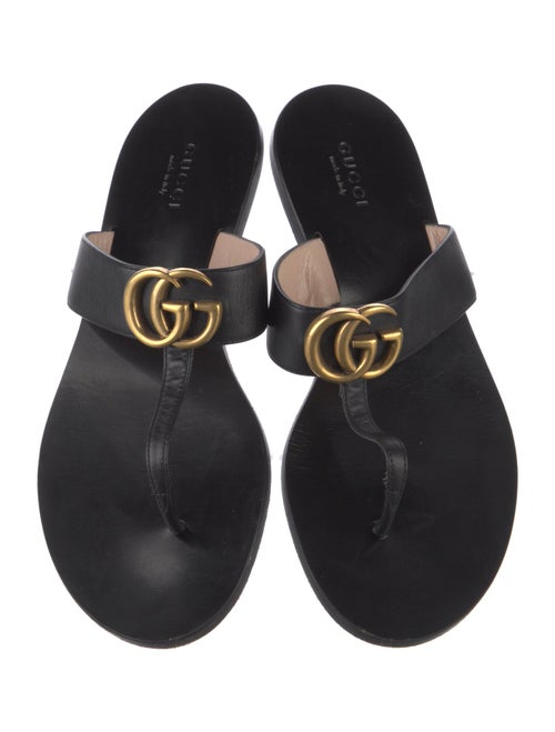 Gucci Double G Logo Leather Slides