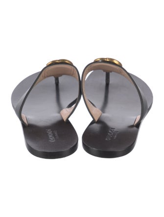 Gucci Double G Logo Leather Slides