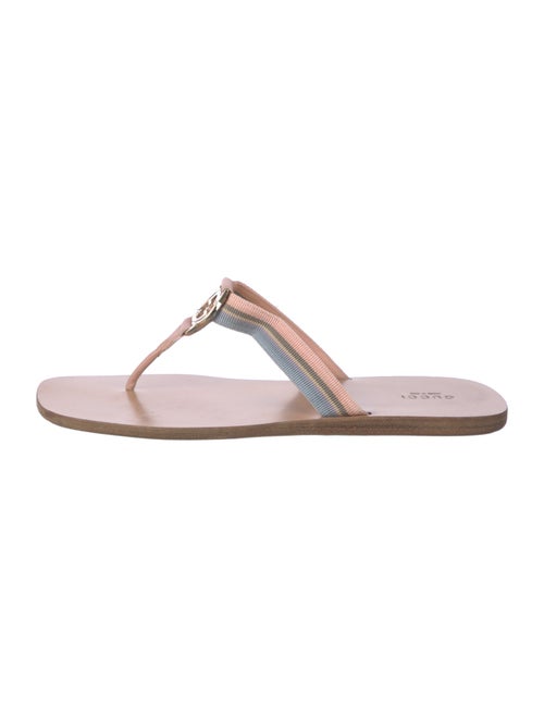 Gucci Web Accent Canvas T-Strap Sandals