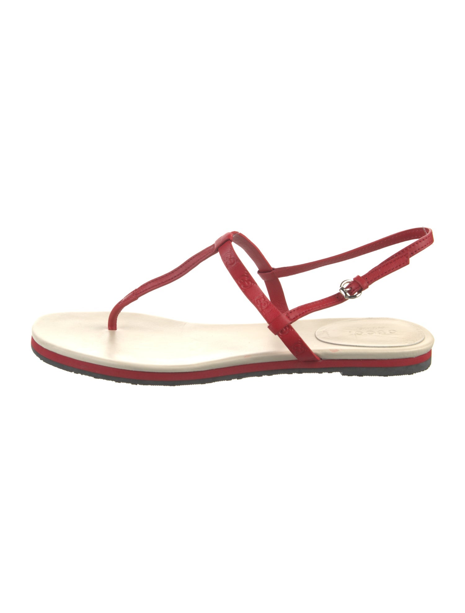 Gucci GG Signature Leather T-Strap Sandals