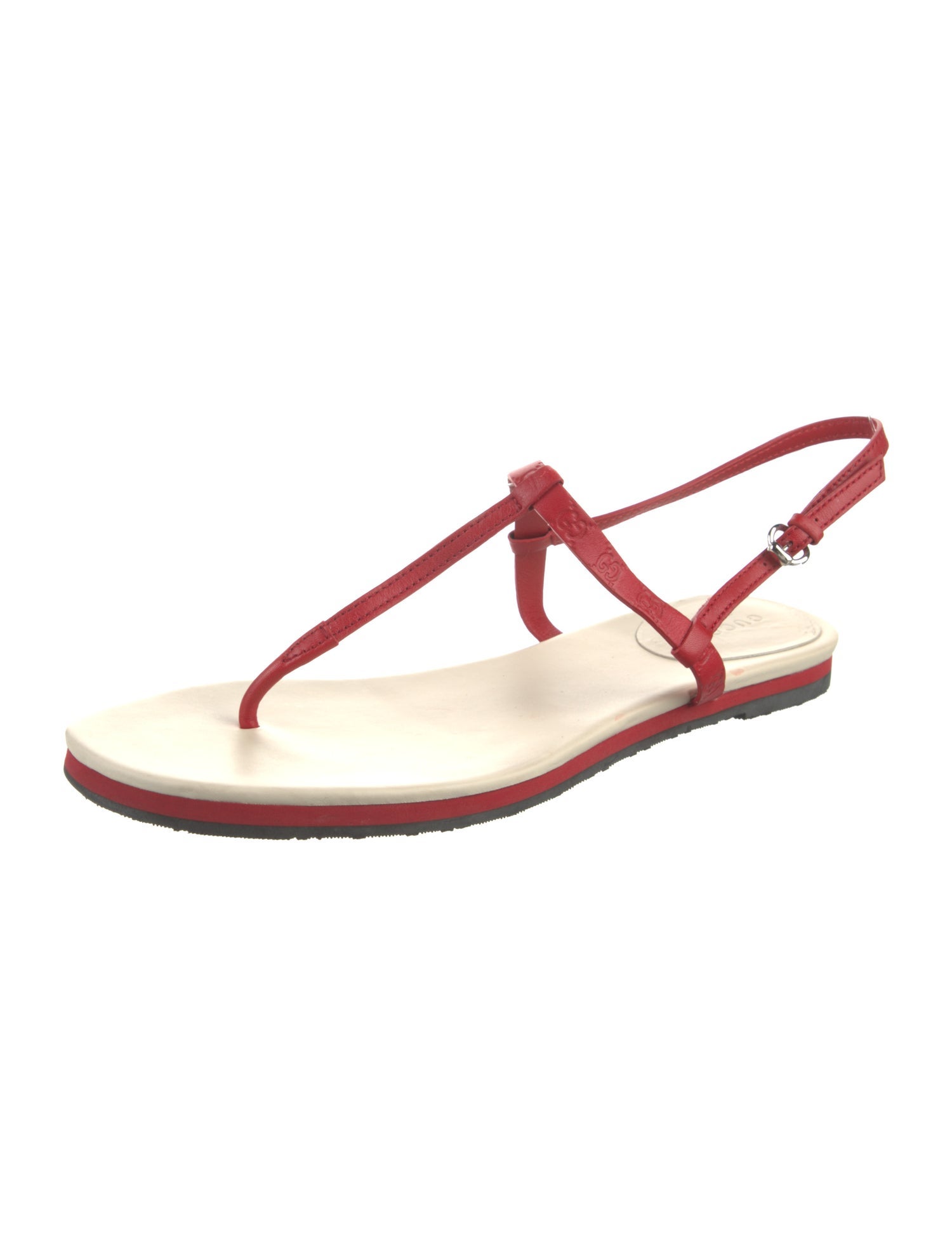 Gucci GG Signature Leather T-Strap Sandals