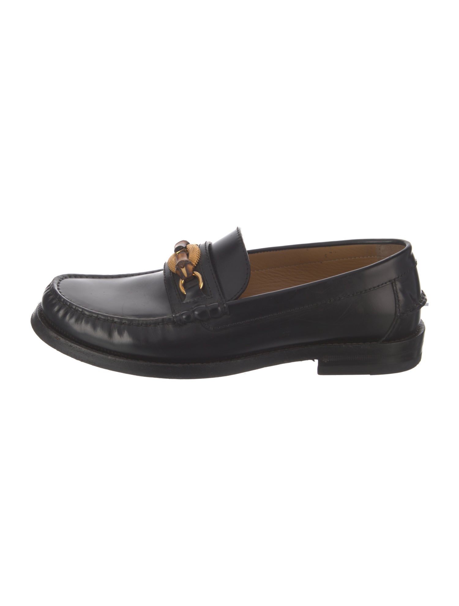 Gucci Bamboo Accent Leather Loafers