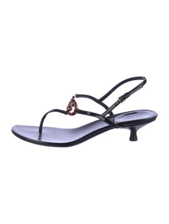 Gucci Interlocking G Logo Leather Slingback Sandals