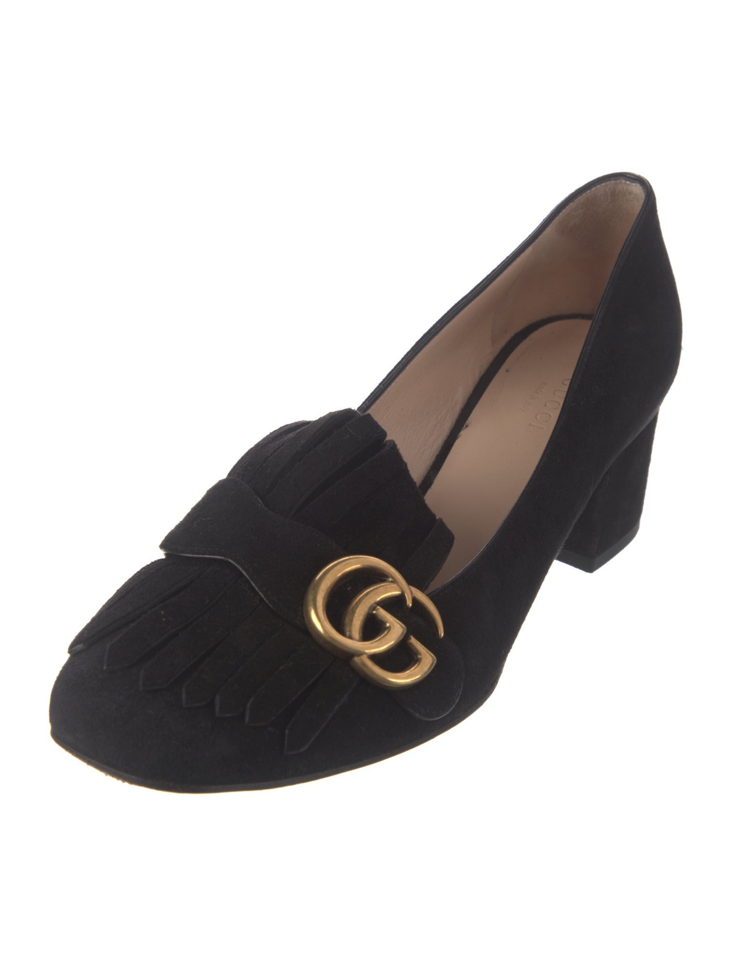 Gucci Double G Logo Suede Pumps