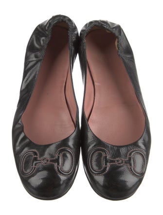 Gucci Horsebit Accent Patent Leather Ballet Flats