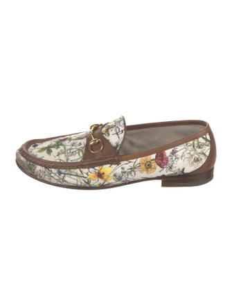 Gucci Flora Print Canvas Loafers