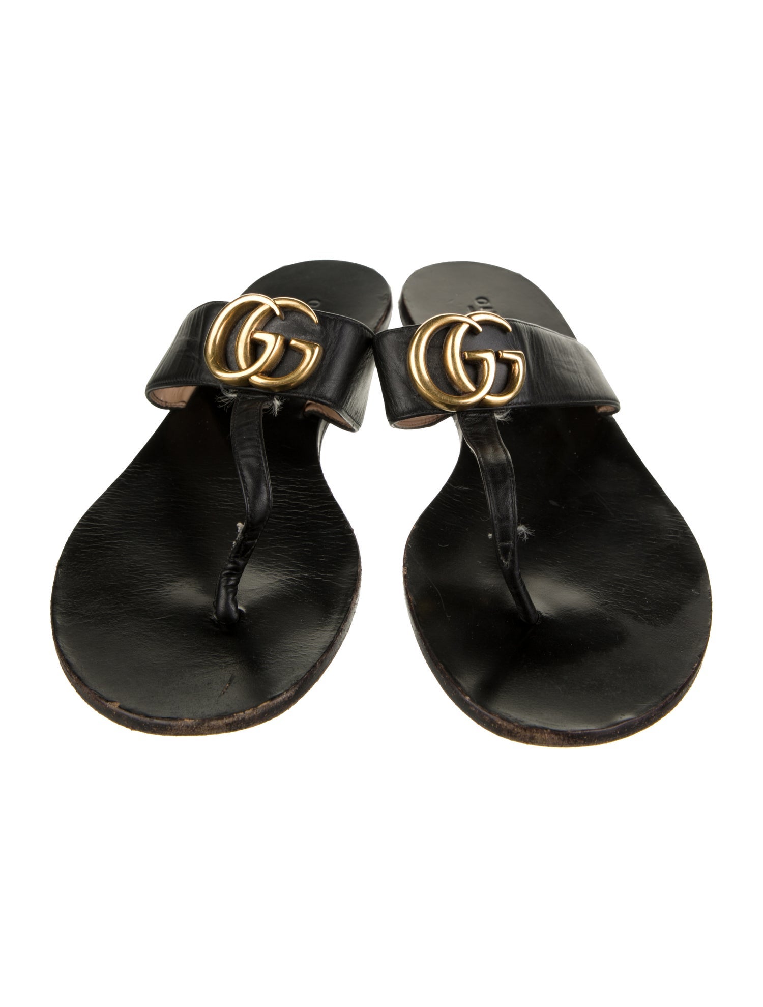 Gucci Double G Logo Leather Slides