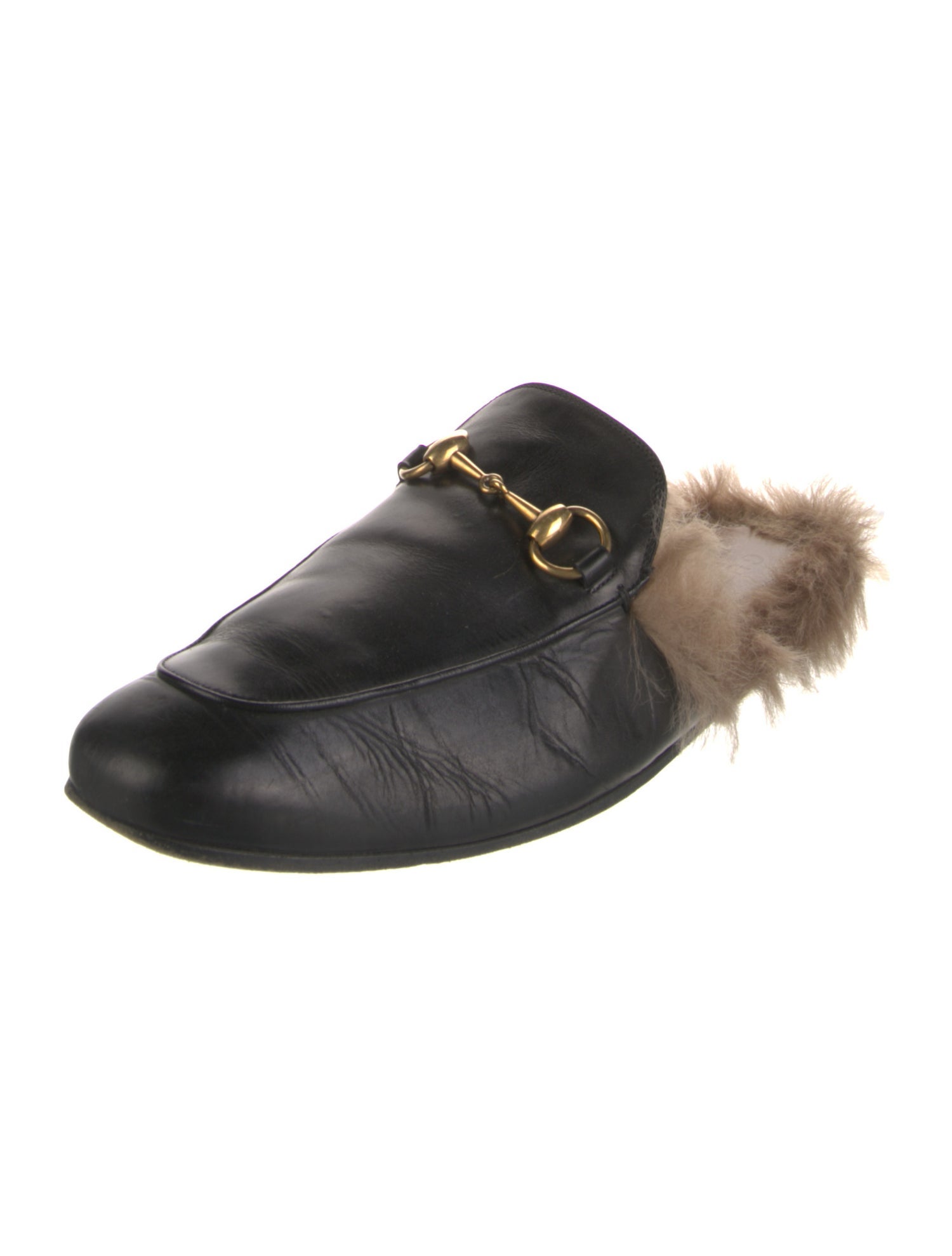 Gucci Horsebit Accent Leather Slippers