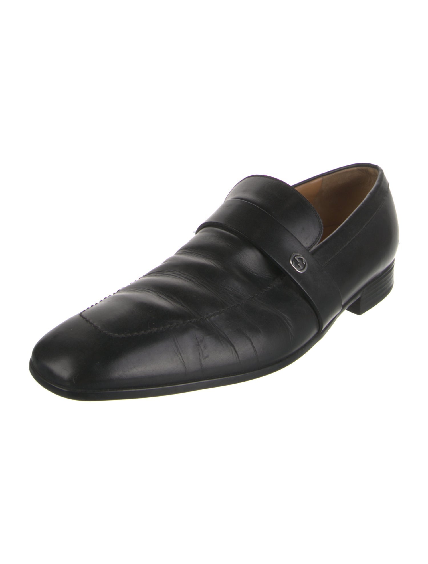 Gucci Interlocking G Logo Leather Loafers