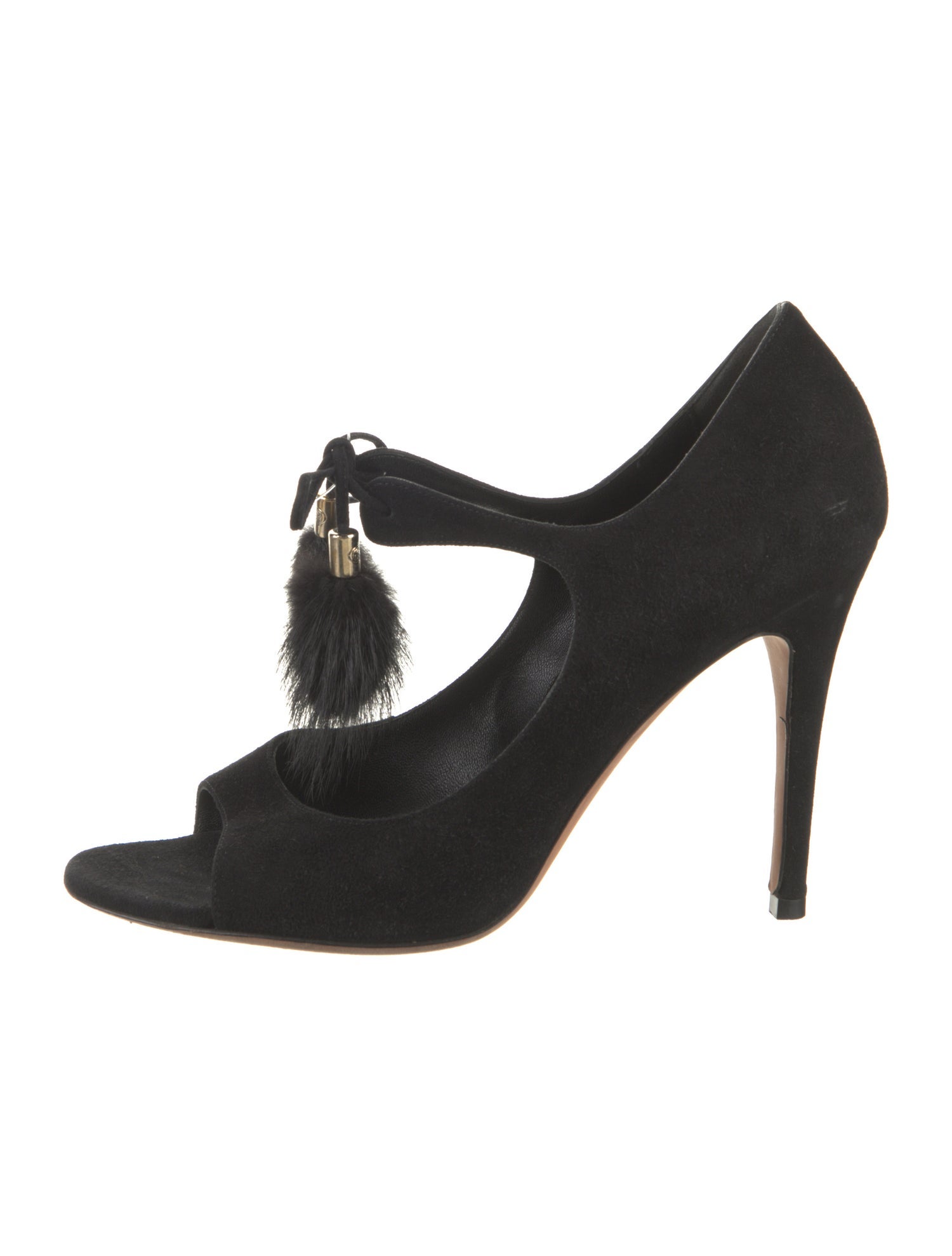 Gucci Suede Tassel Accents Slingback Sandals