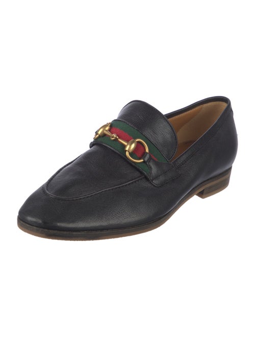 Gucci Web Accent Leather Loafers