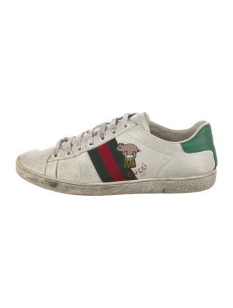 Gucci Web Accent Leather Sneakers