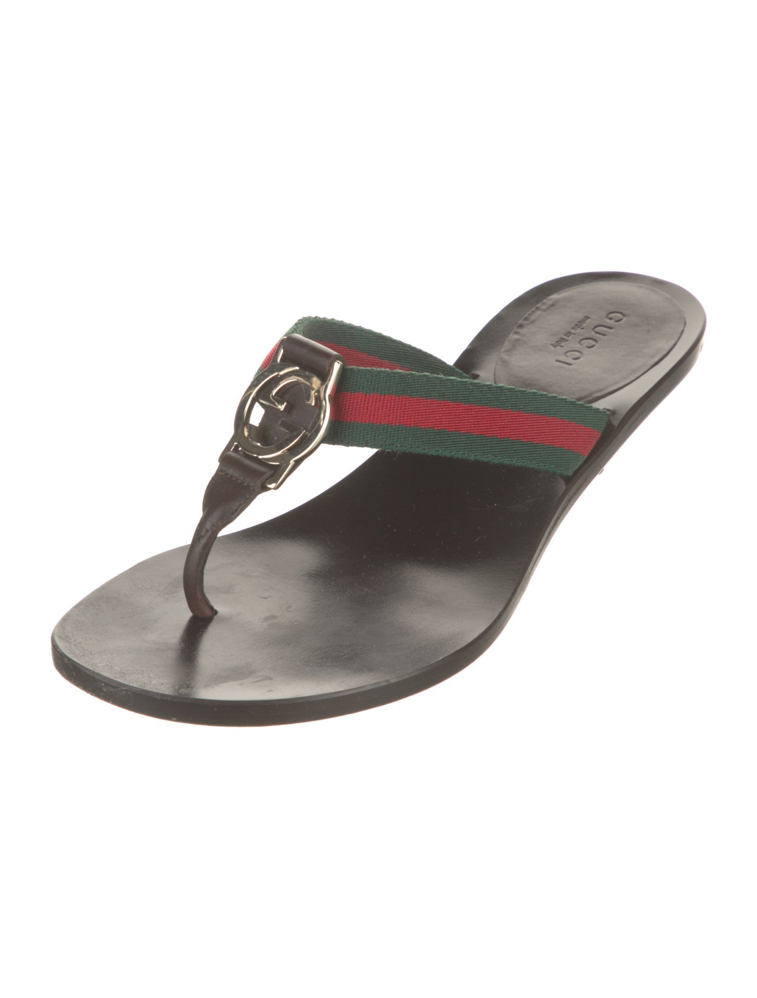 Gucci Web Accent Flip Flops