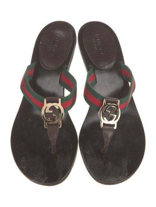 Gucci Web Accent Flip Flops