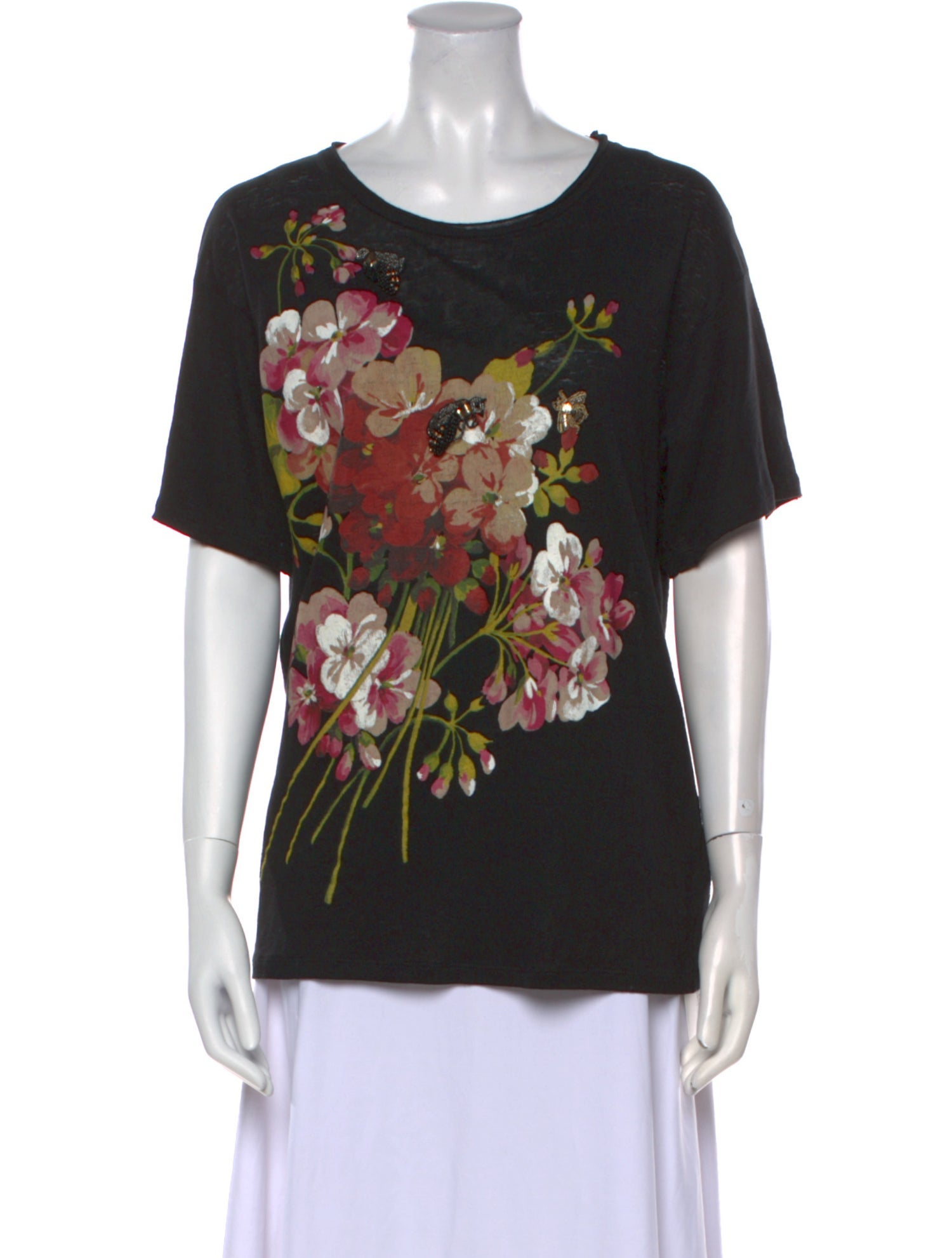 Gucci Linen Floral Print T-Shirt