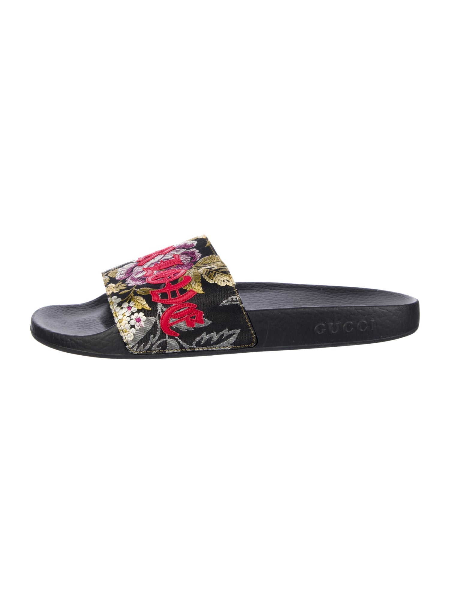 Gucci Printed Embroidered Accent Slides