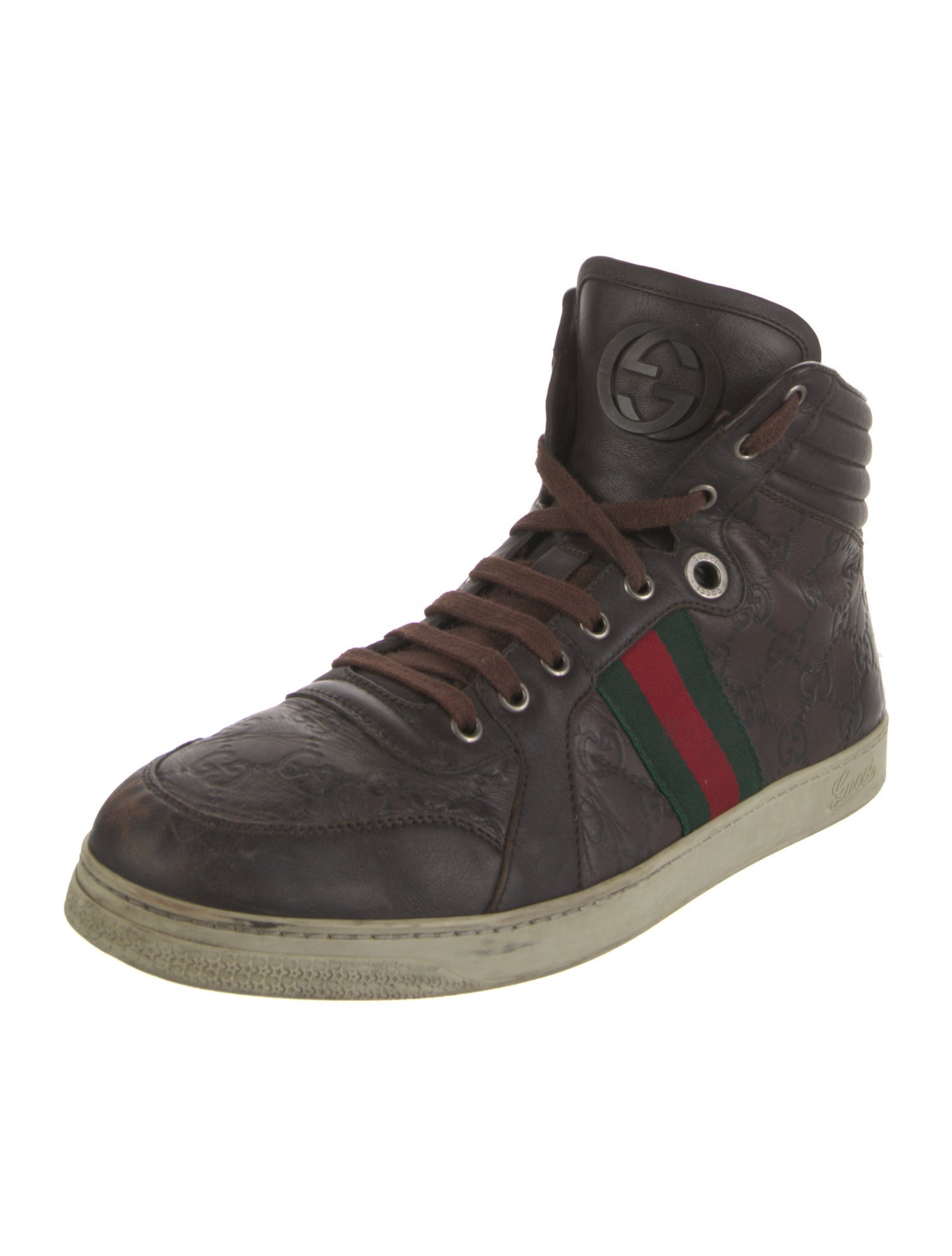 Gucci Web Accent Leather Sneakers