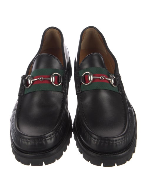 Gucci Web Accent Leather Loafers