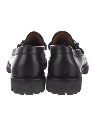 Gucci Web Accent Leather Loafers