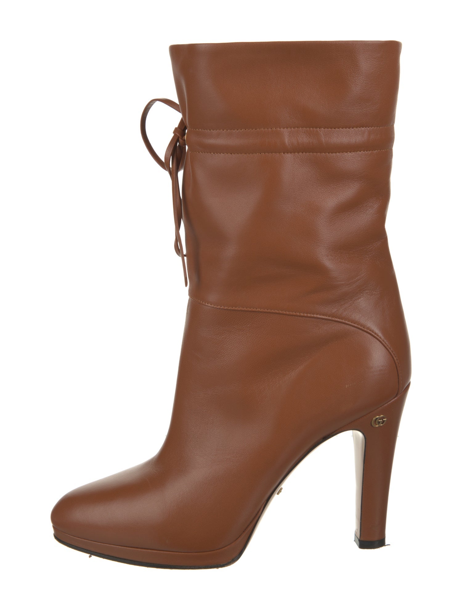 Gucci Double G Logo Leather Lace-Up Boots