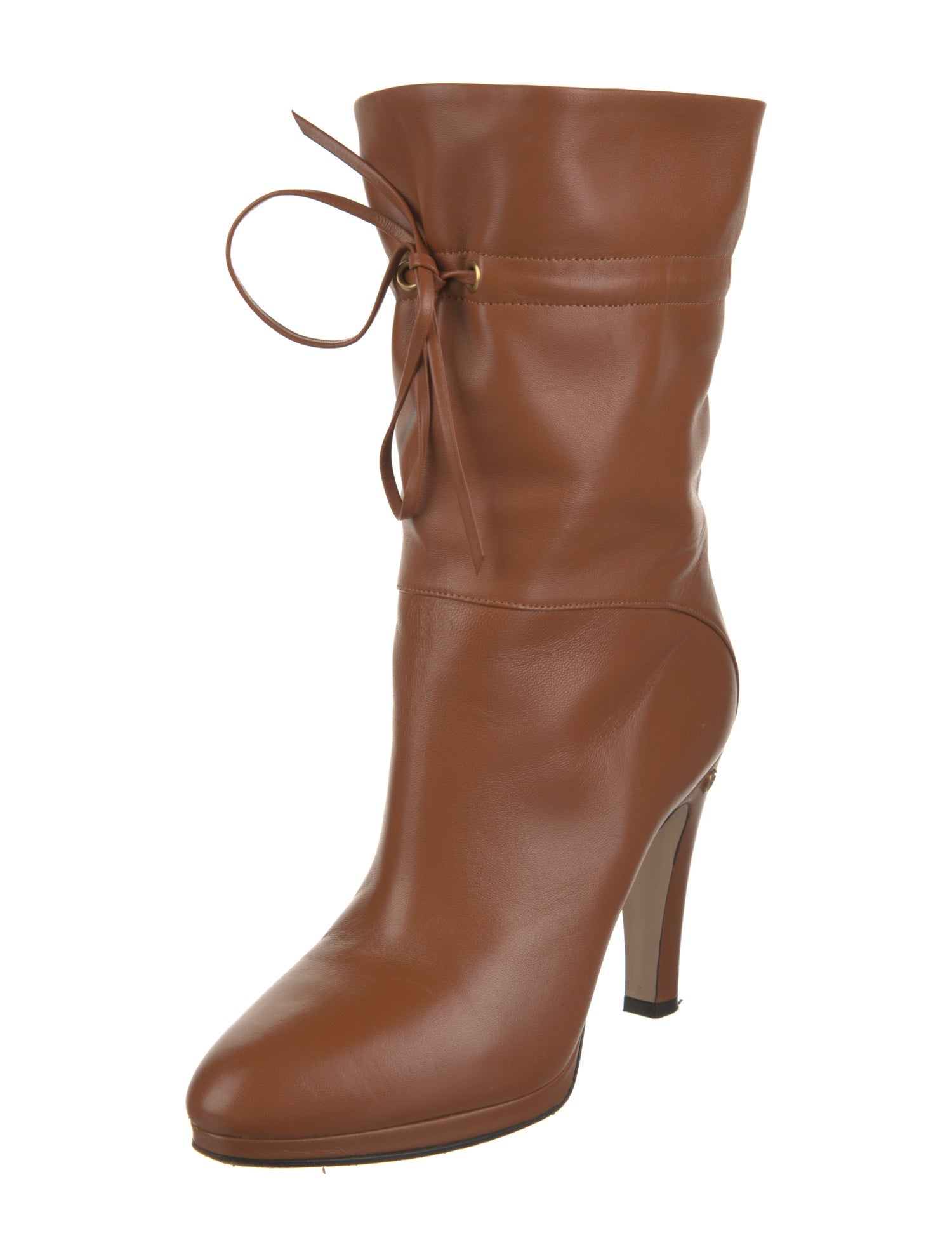 Gucci Double G Logo Leather Lace-Up Boots