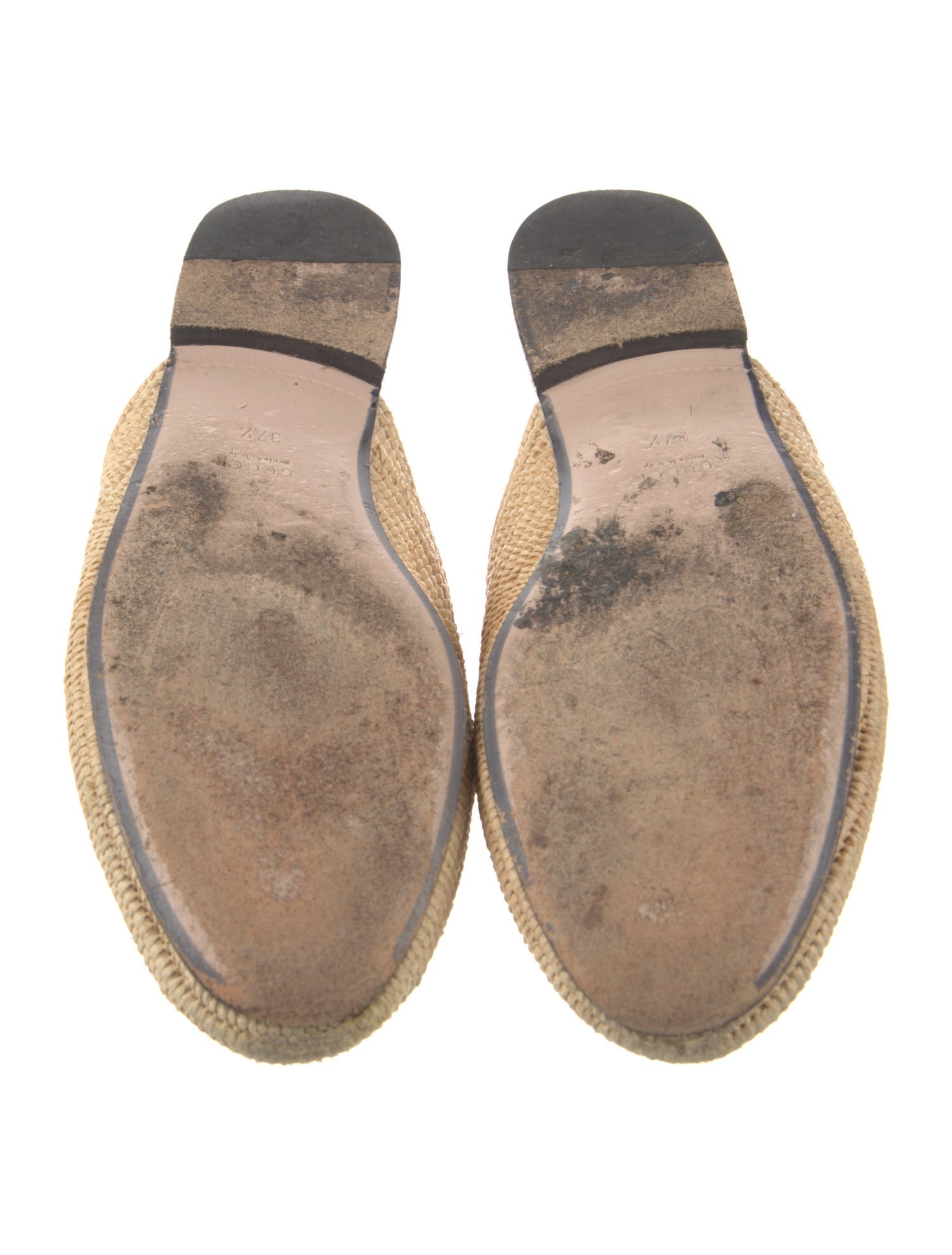 Gucci Horsebit Accent Raffia Mules