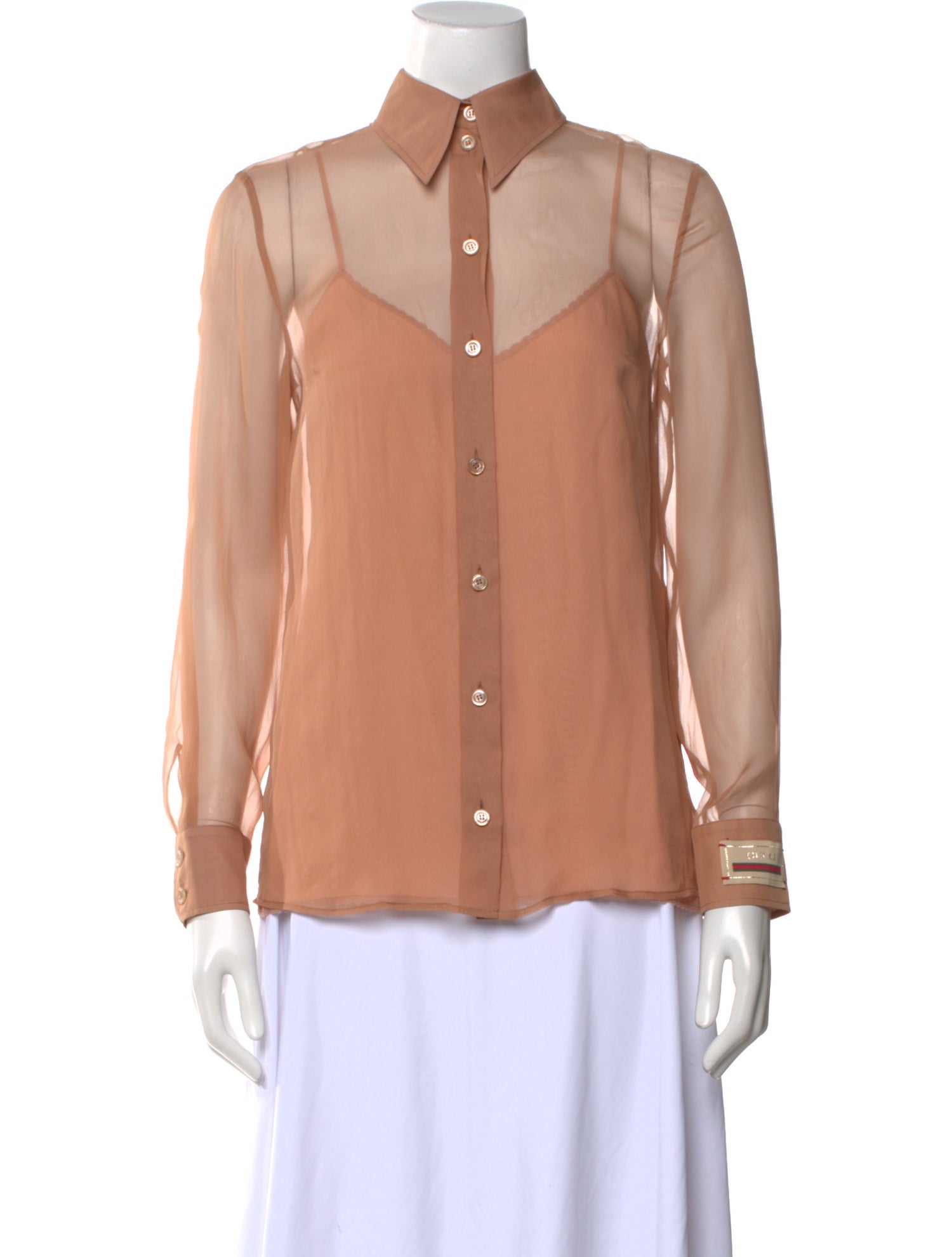 Gucci Silk Long Sleeve Button-Up Top w/ Tags