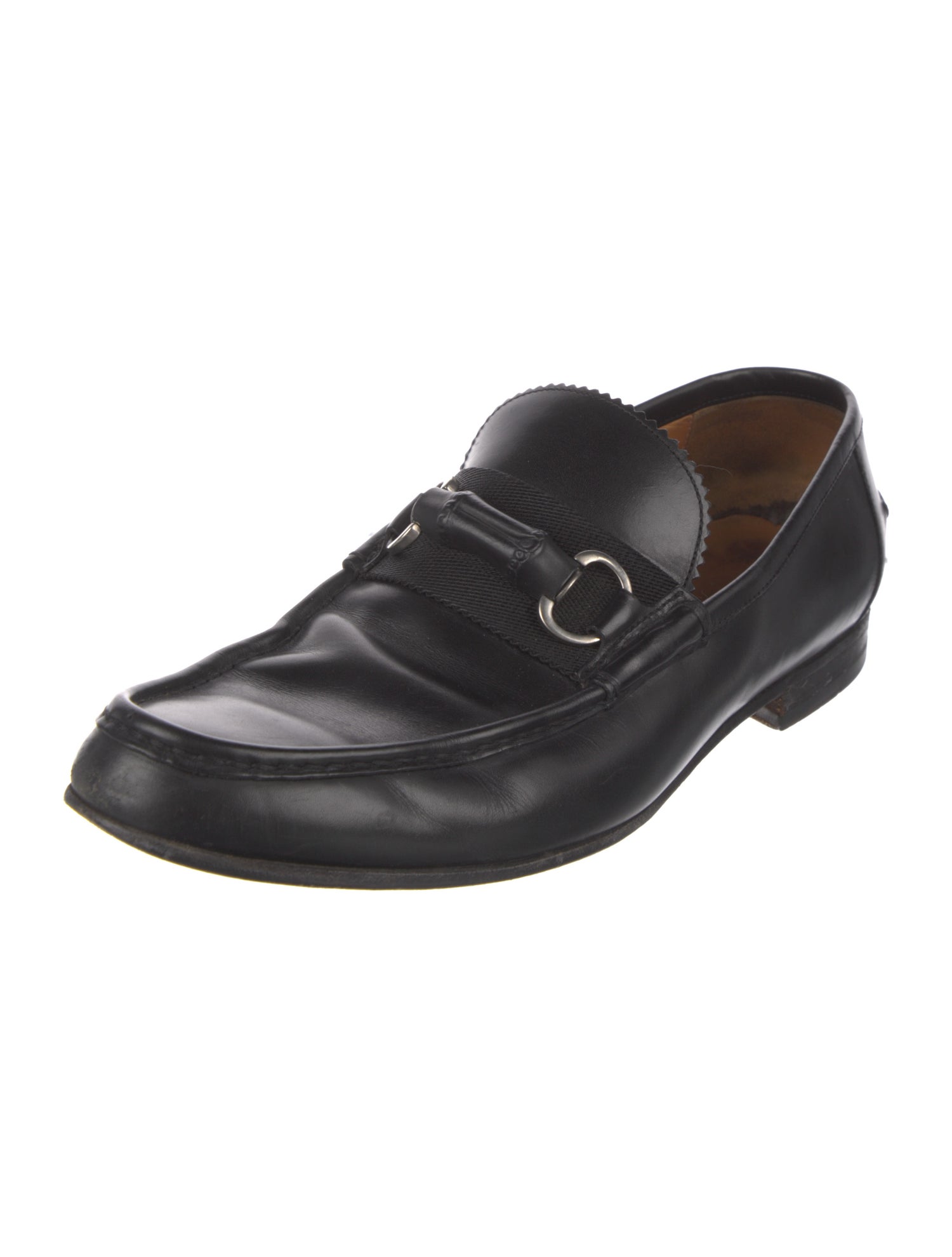 Gucci Bamboo Accent Leather Dress Loafers