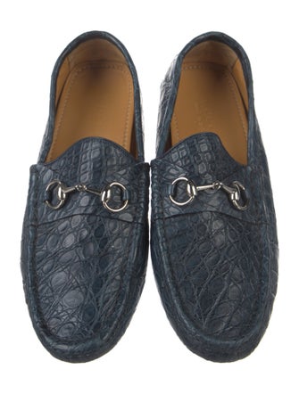 Gucci 1955 Horsebit Accent Crocodile Drivers
