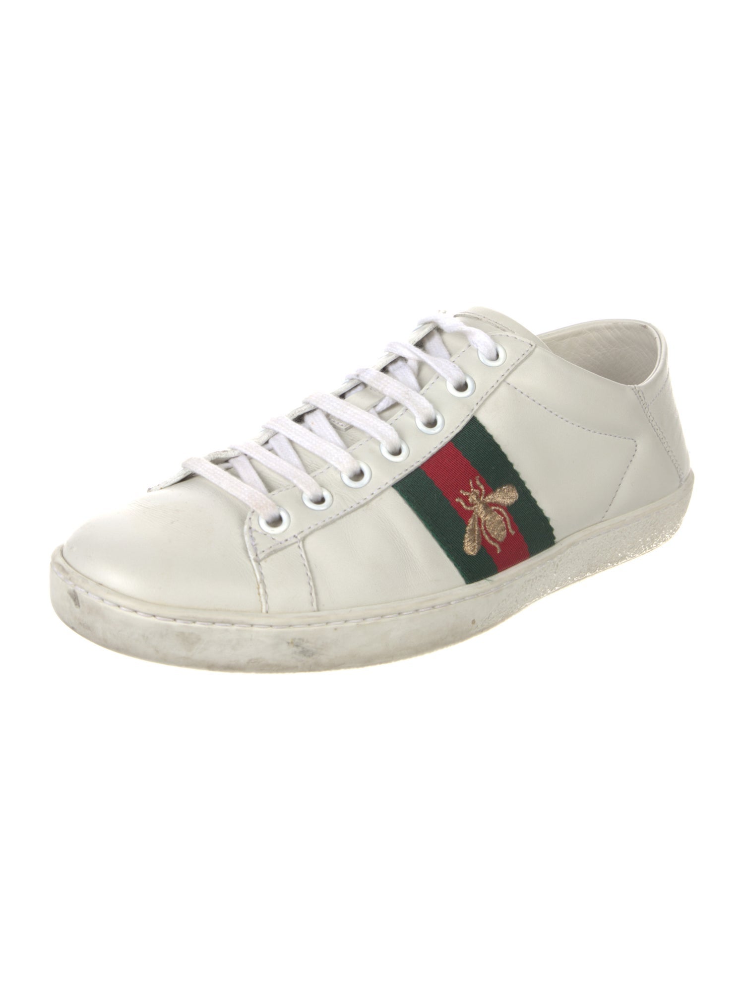 Gucci Web Accent Leather Sneakers