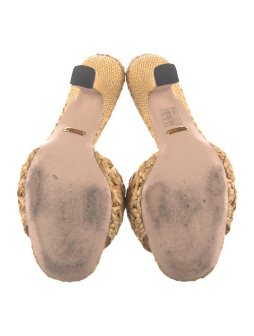 Gucci Double G Logo Raffia Slides