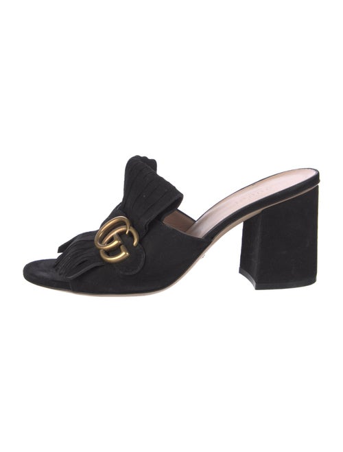 Gucci Double G Logo Suede Slides