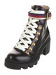 Gucci Sylvie Web Accent Leather Combat Boots