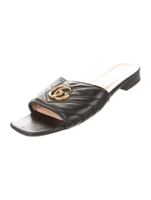 Gucci Double G Logo Leather Slides