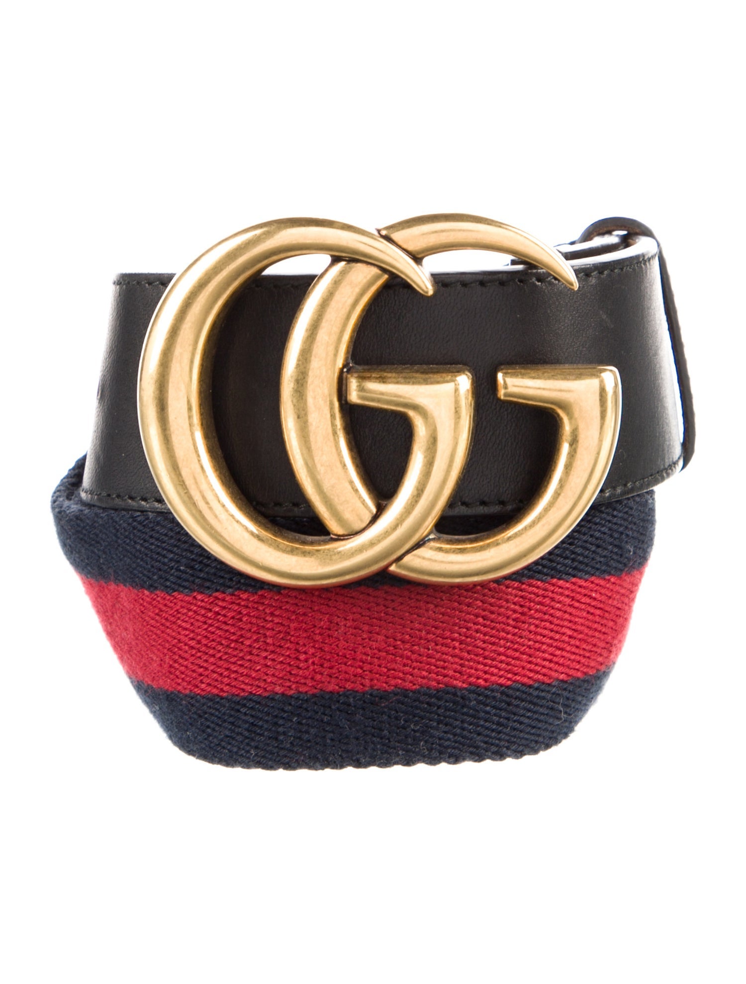 Gucci Double G Logo Leather Trim Embellishment Belt