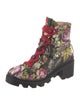 Gucci Web Accent Floral Print Combat Boots