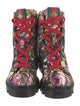 Gucci Web Accent Floral Print Combat Boots