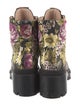Gucci Web Accent Floral Print Combat Boots