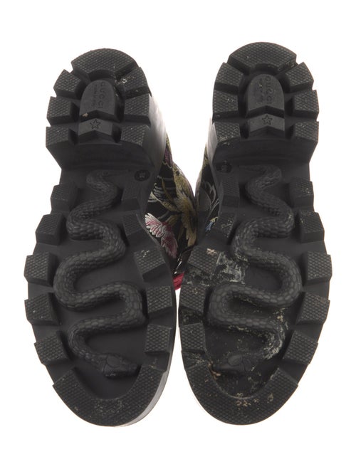 Gucci Web Accent Floral Print Combat Boots