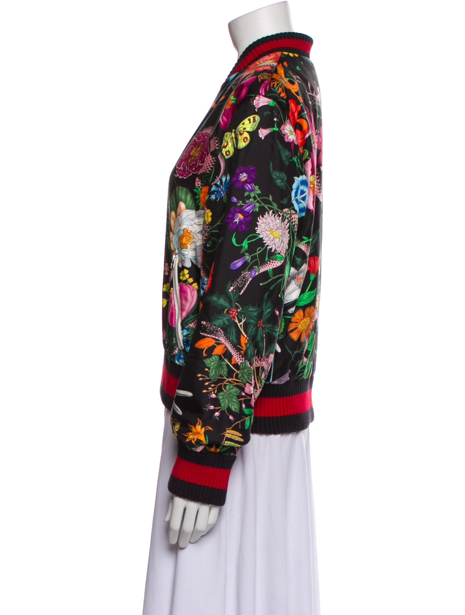 Gucci Silk Floral Print Bomber Jacket