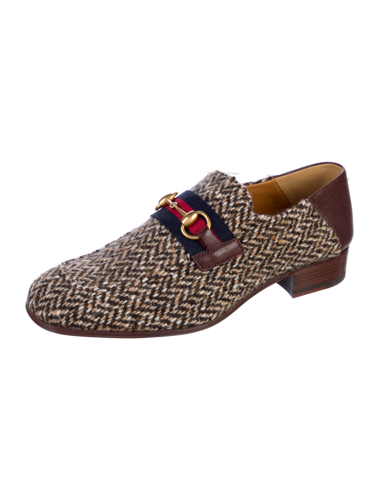 Gucci Horsebit Accent Tweed Dress Loafers