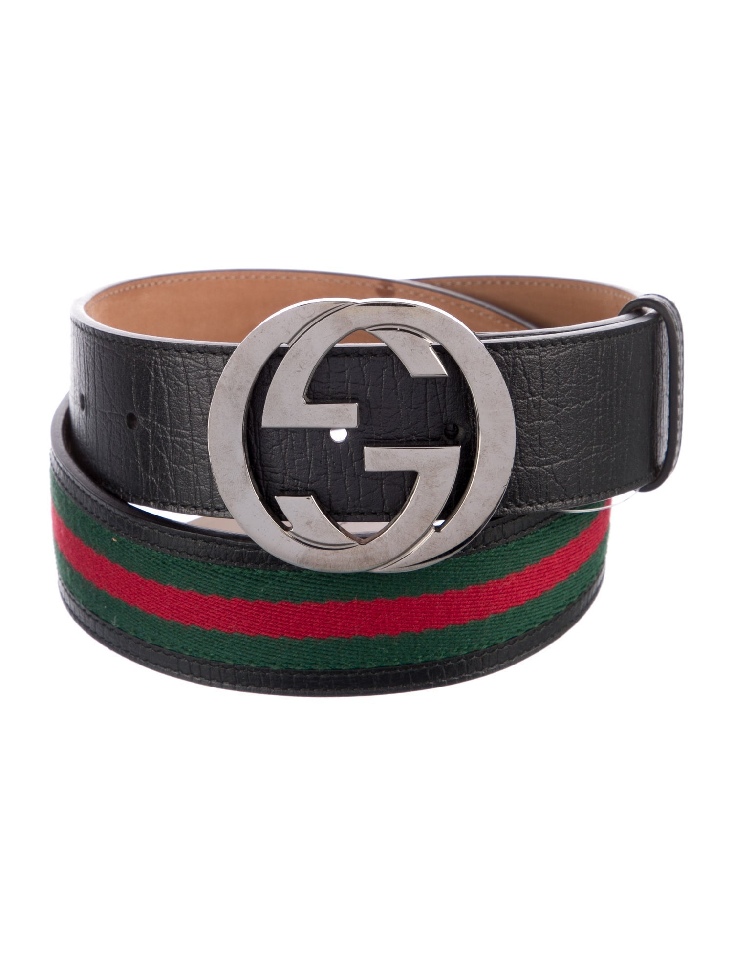 Gucci Web Accent Leather Waist Belt