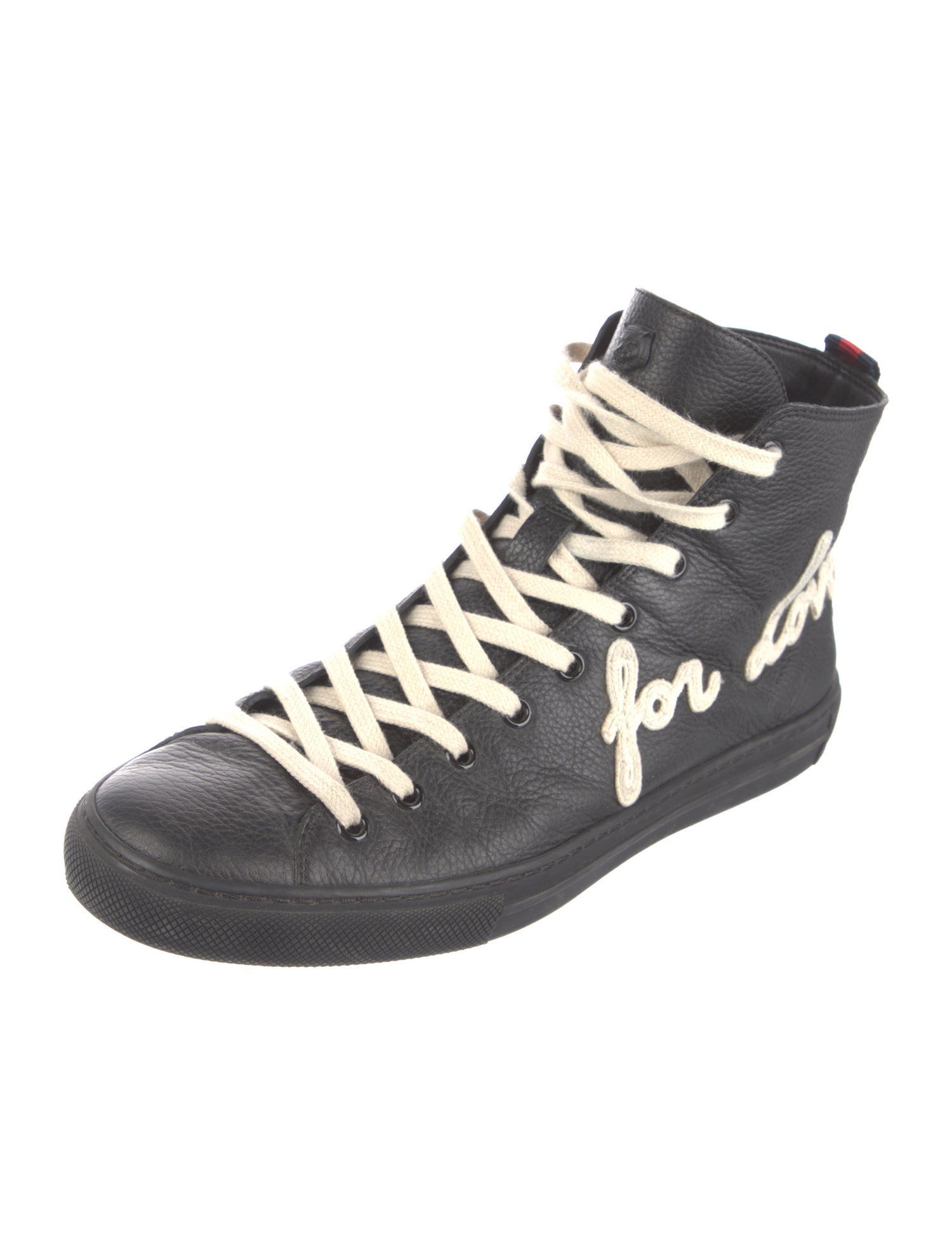 Gucci Feline Head Accent Leather Sneakers
