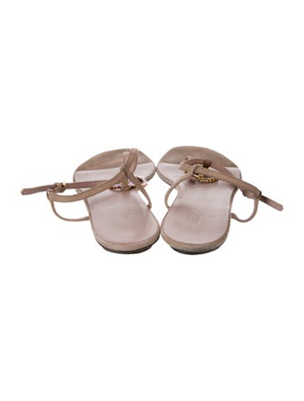 Gucci Interlocking G Logo Suede T-Strap Sandals
