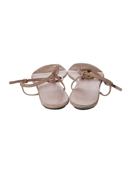 Gucci Interlocking G Logo Suede T-Strap Sandals
