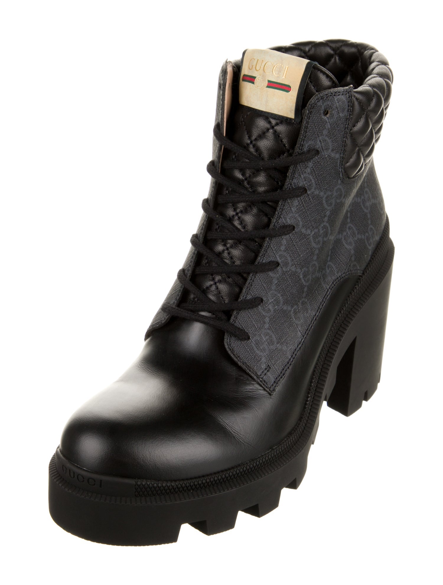 Gucci Apollo Quilted Pattern Combat Boots